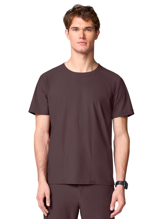 Men's 2-Pocket Crew Neck Scrub Top - IN00020 - Walnut Roast