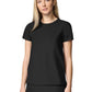Women's Pocketless Crew Neck Scrub Top - IN00037 - Black