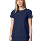 Women's Pocketless Crew Neck Scrub Top - IN00037 - Navy