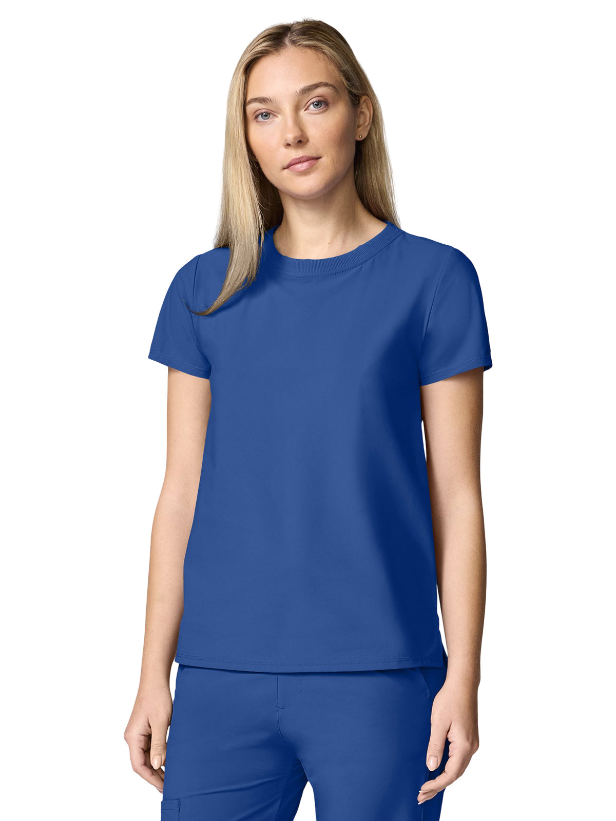 Women's Pocketless Crew Neck Scrub Top - IN00037 - Royal