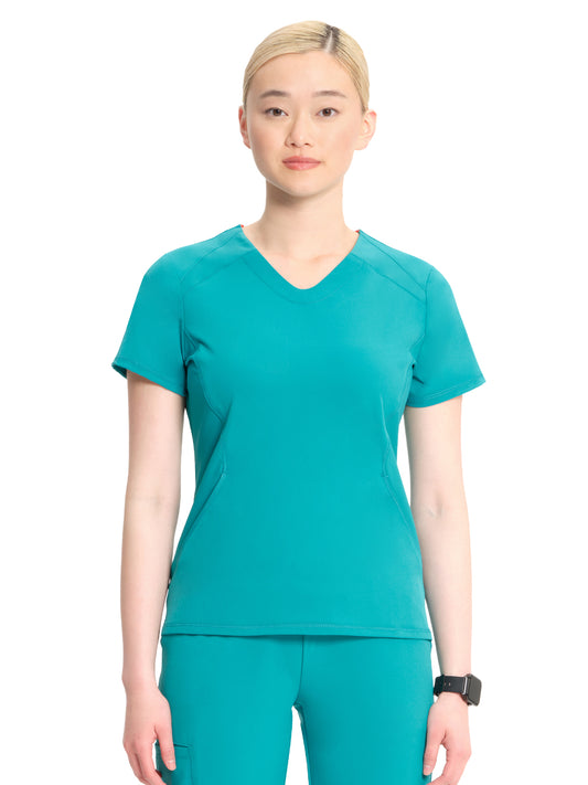 Women's V-Neck Top - IN620A - Teal Blue