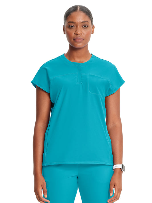 Women's Henley Top - IN622A - Aquaturque