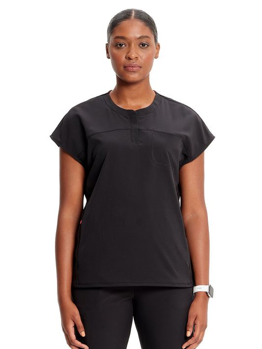 Women's Henley Top - IN622A - Black