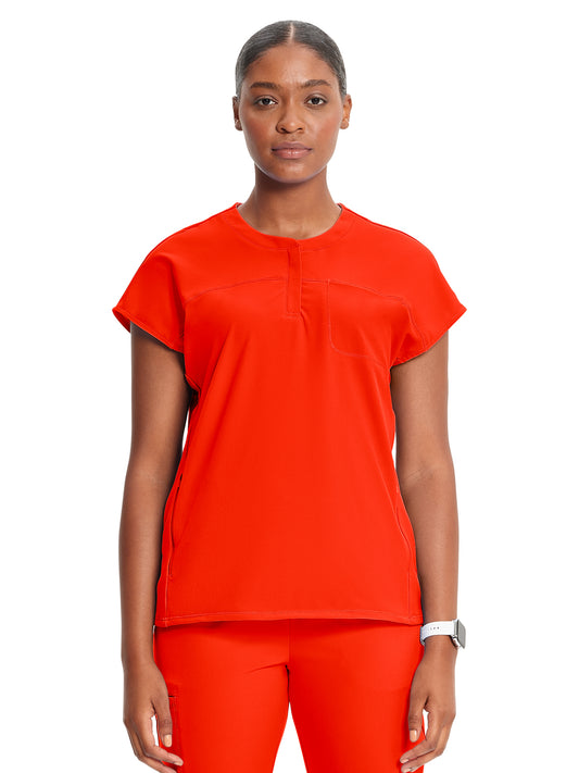 Women's Henley Top - IN622A - Vivid Orange