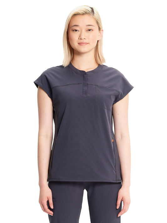 Women's Henley Top - IN622A - Pewter