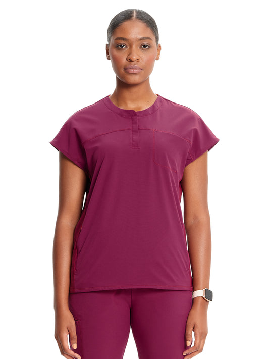 Women's Henley Top - IN622A - Wine