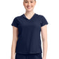 Women's 2-Pocket Mock-Wrap V-Neck Top - IN635A - Navy