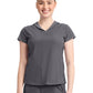 Women's 2-Pocket Mock-Wrap V-Neck Top - IN635A - Pewter