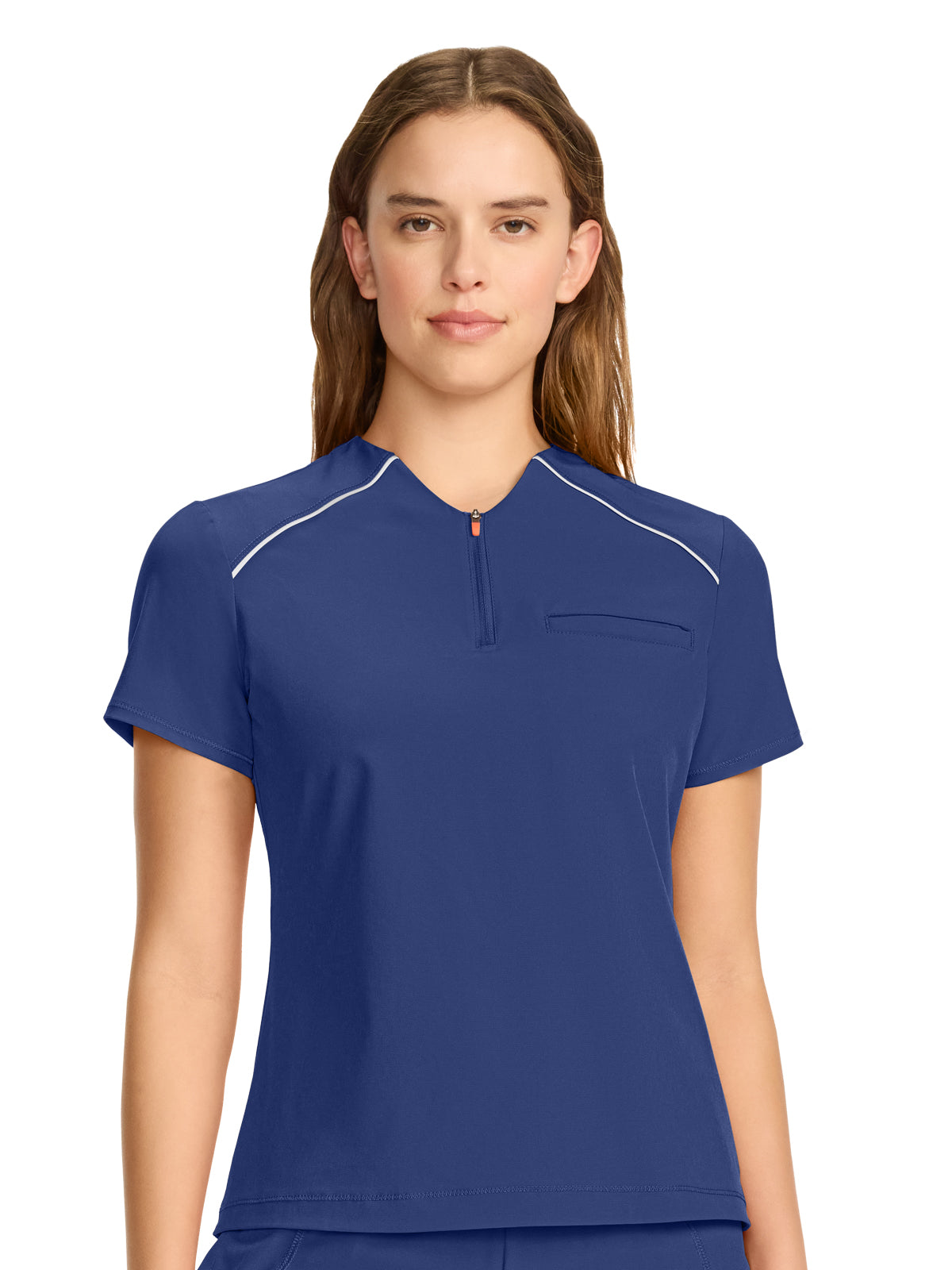 Women's 1-Pocket Henley Top - IN644A - Navy