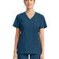 Women's 2-Pocket V-Neck Top - IN647A - Caribbean Blue