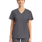 Women's 2-Pocket V-Neck Top - IN647A - Pewter