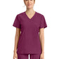 Women's 2-Pocket V-Neck Top - IN647A - Wine