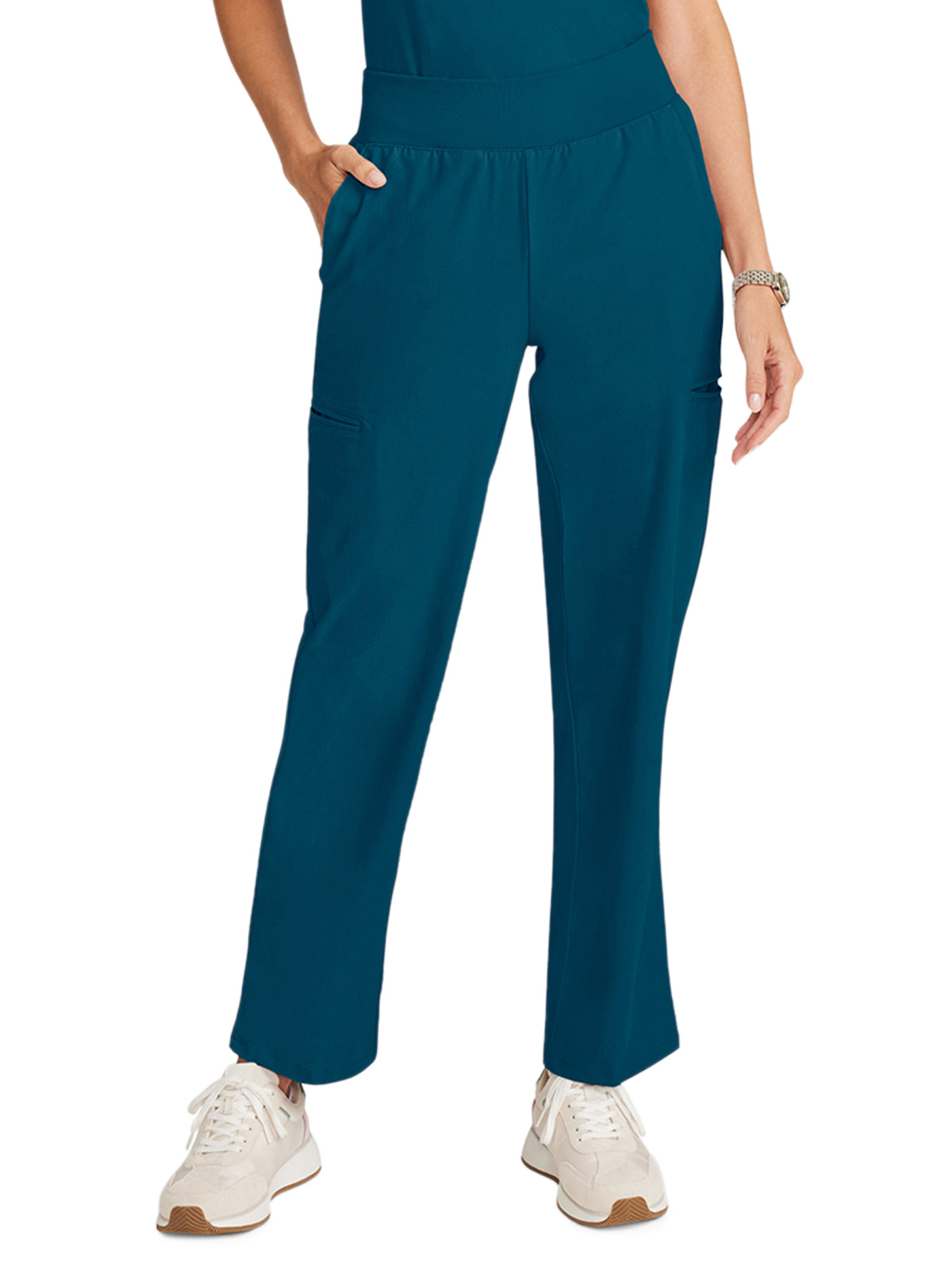 Women's 6-Pocket Straight Leg Ankle Scrub Pant - ML010 - Caribbean Blue