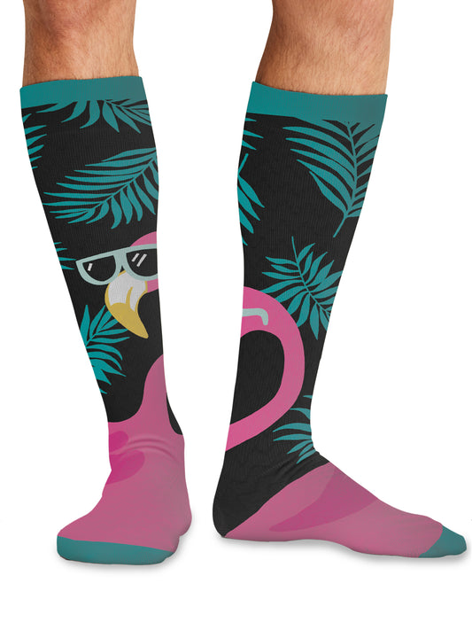Men's 12 mmHg Support Socks - MPRINTSUPPORT - Cool Flamingo