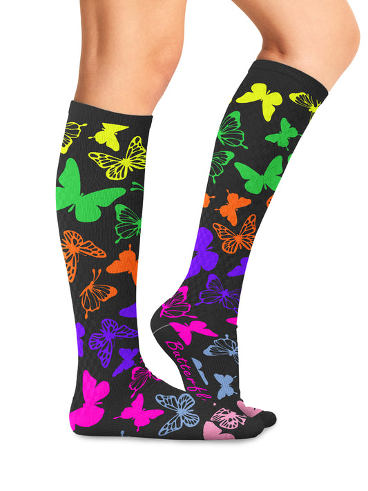 Women's 8-12 mmHg Support Socks - PRINTSUPPORT - Anti Social Butterflies