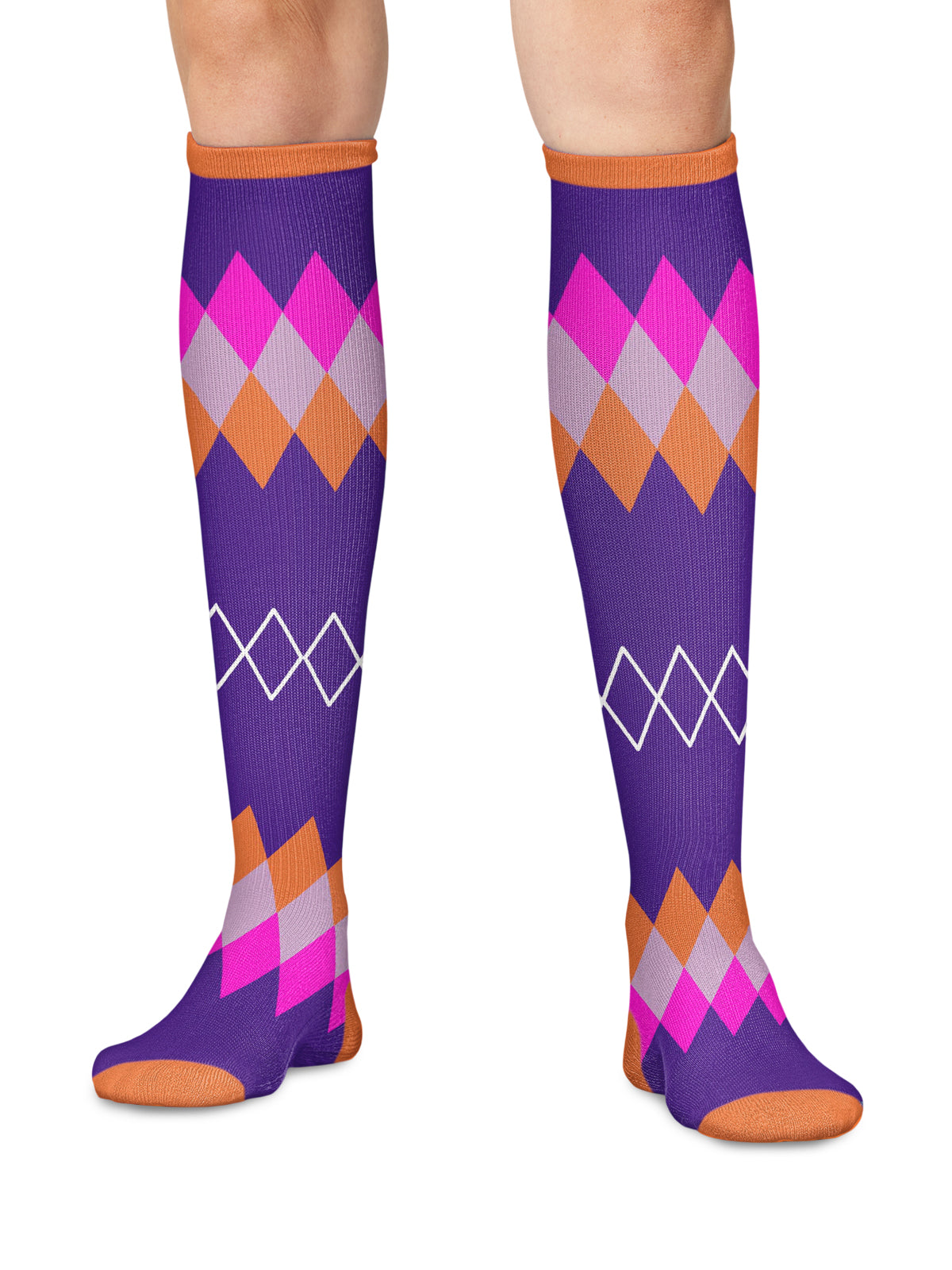 Women's 8-12 mmHg Support Socks - PRINTSUPPORT - Argyle Brights