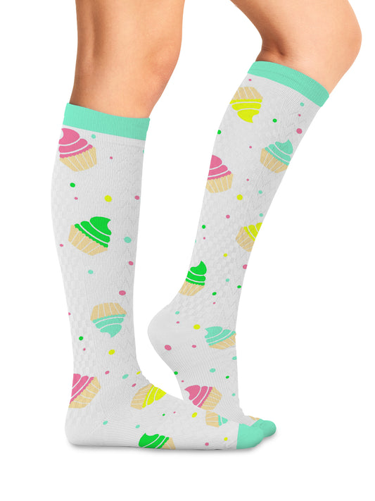 Women's 8-12 mmHg Support Socks - PRINTSUPPORT - Cupcake Party