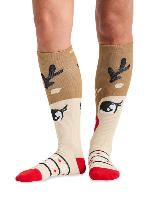 Women's 8-12 mmHg Support Socks - PRINTSUPPORT - Deer Santa