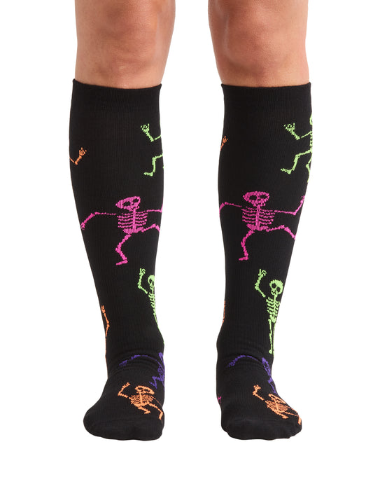 Women's 8-12 mmHg Support Socks - PRINTSUPPORT - Dancing Skeletons