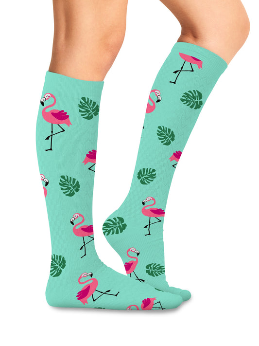 Women's 8-12 mmHg Support Socks - PRINTSUPPORT - Flamingo Life