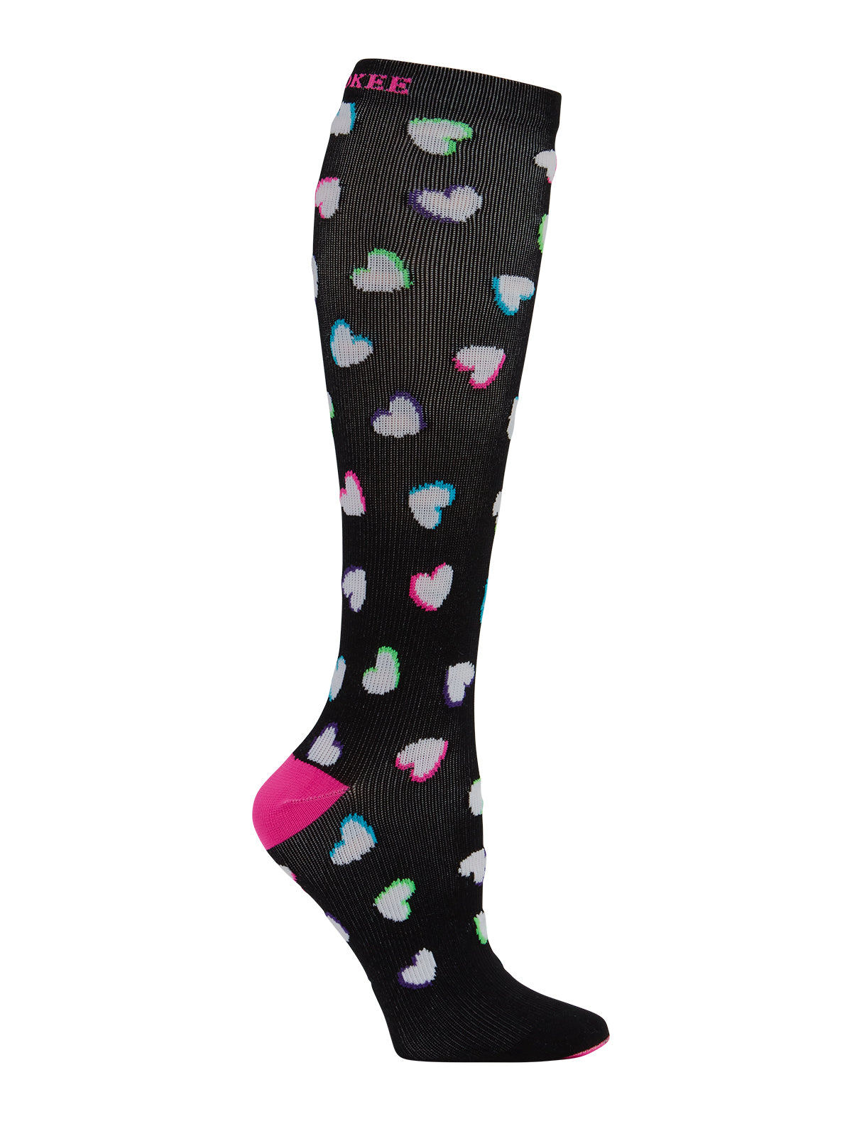 Women's 8-12 mmHg Support Socks - PRINTSUPPORT - Neon Hearts