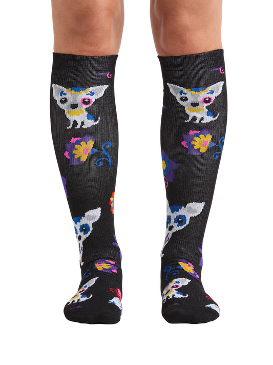 Women's 8-12 mmHg Support Socks - PRINTSUPPORT - Sugar Skull Pups