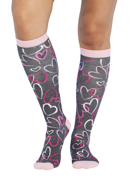 Women's 8-12 mmHg Support Socks - PRINTSUPPORT - Sketch Hearts