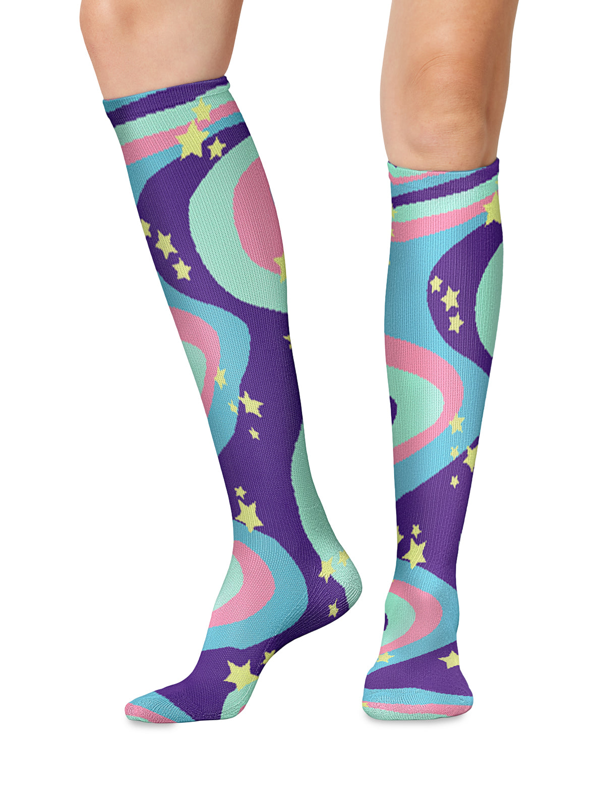 Women's 8-12 mmHg Support Socks - PRINTSUPPORT - Swirly Stars