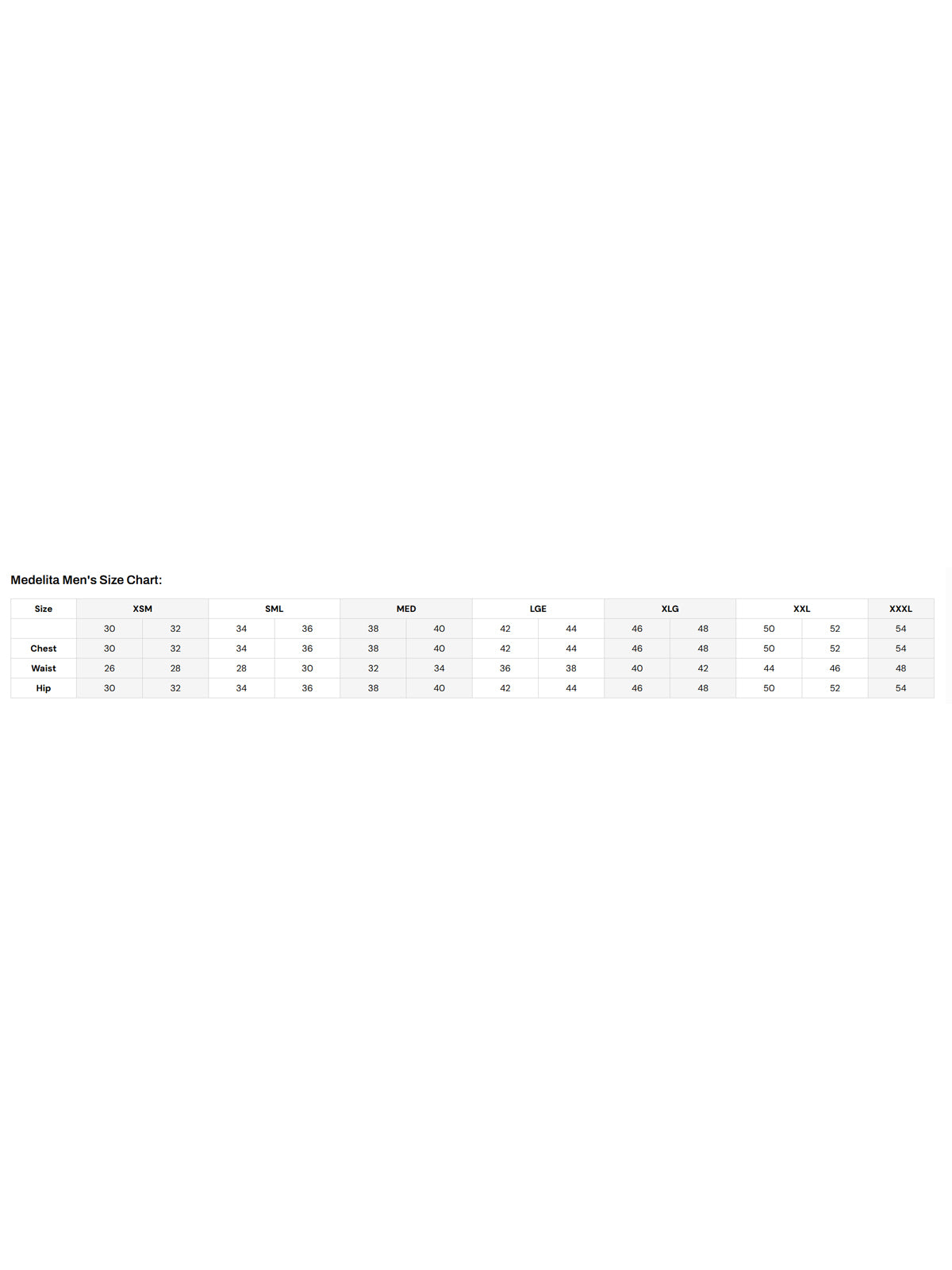 SIZECHART