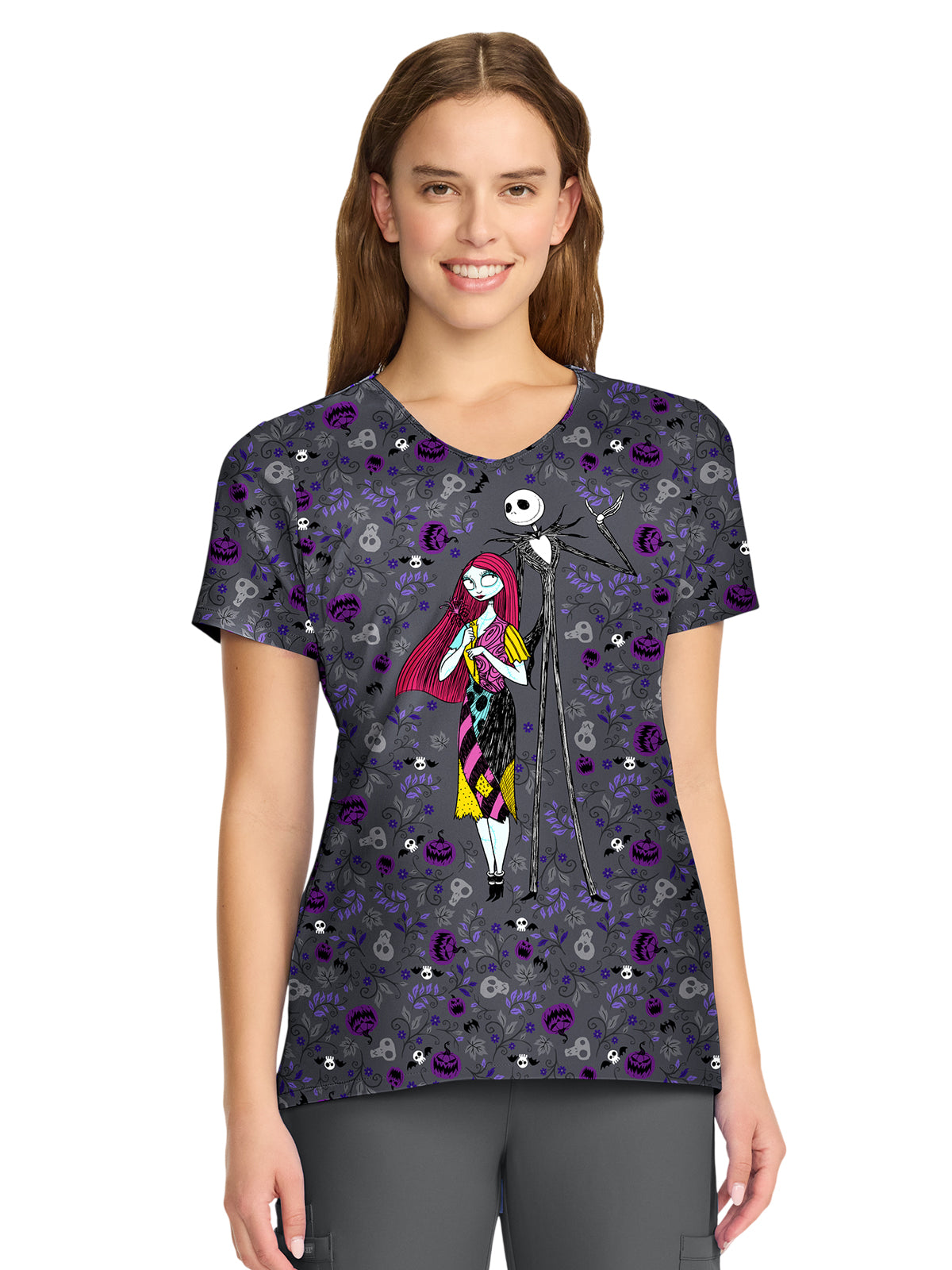 Women's 2-Pocket V-Neck Print Top - TF626 - Full Of Spirit