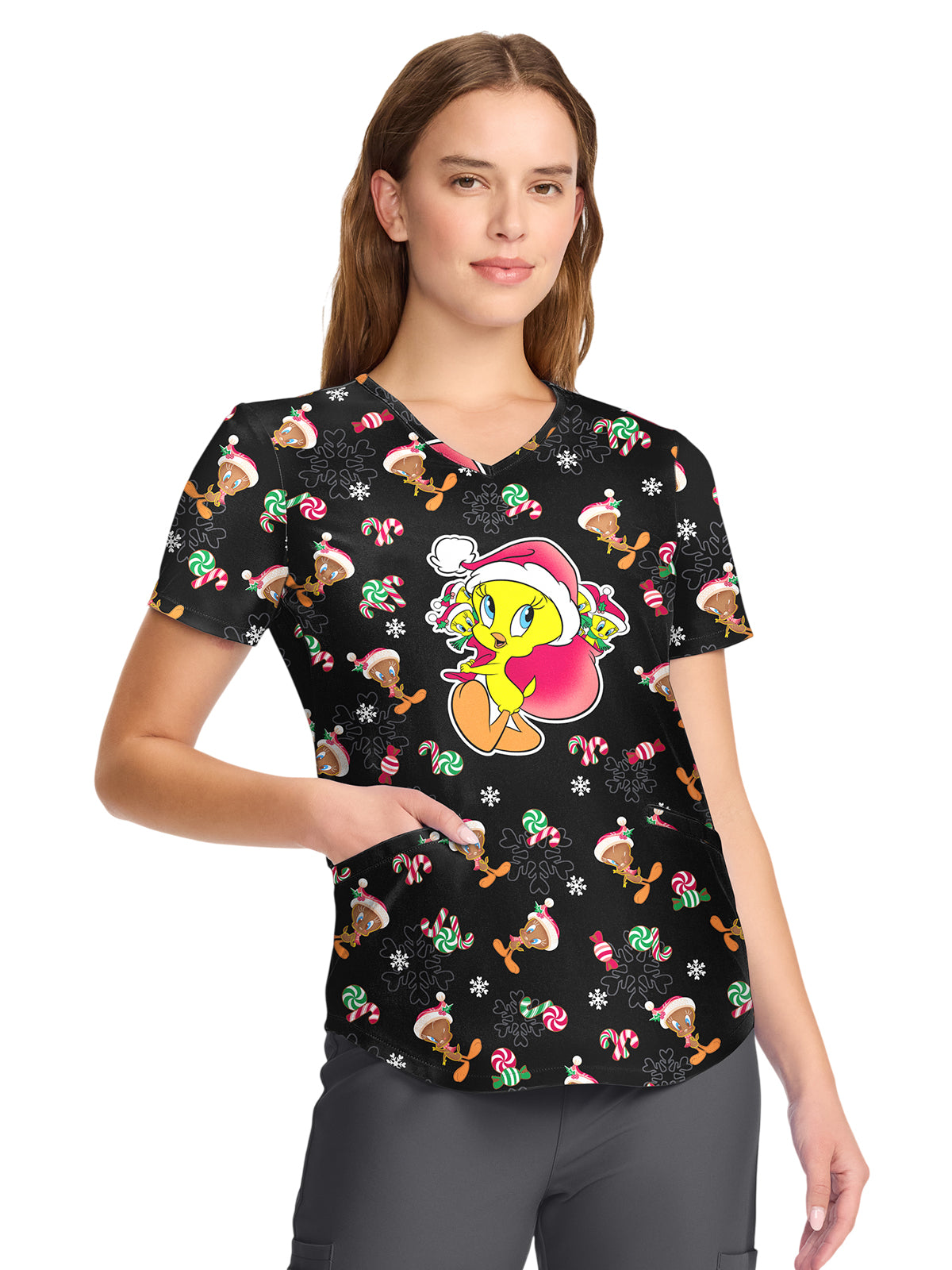 Women's V-Neck Print Top - TF737 - Ginger Tweet