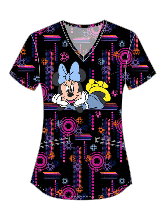 Women's V-Neck Print Top - TF737 - Minnie Spotlight