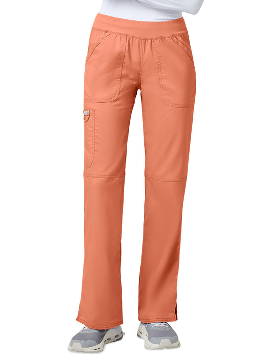 Women's 4-Pocket Mid Rise Straight Leg Pull-on Pant - WW110 - Papaya Juice