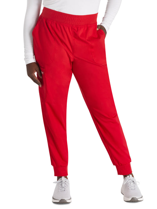 Women's 5-Pocket Mid Rise Jogger Pant - WW115 - Red
