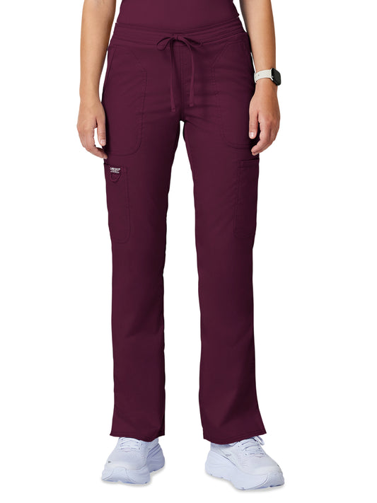 Women's 5-Pocket Mid Rise Drawstring Pant - WW120 - Wine