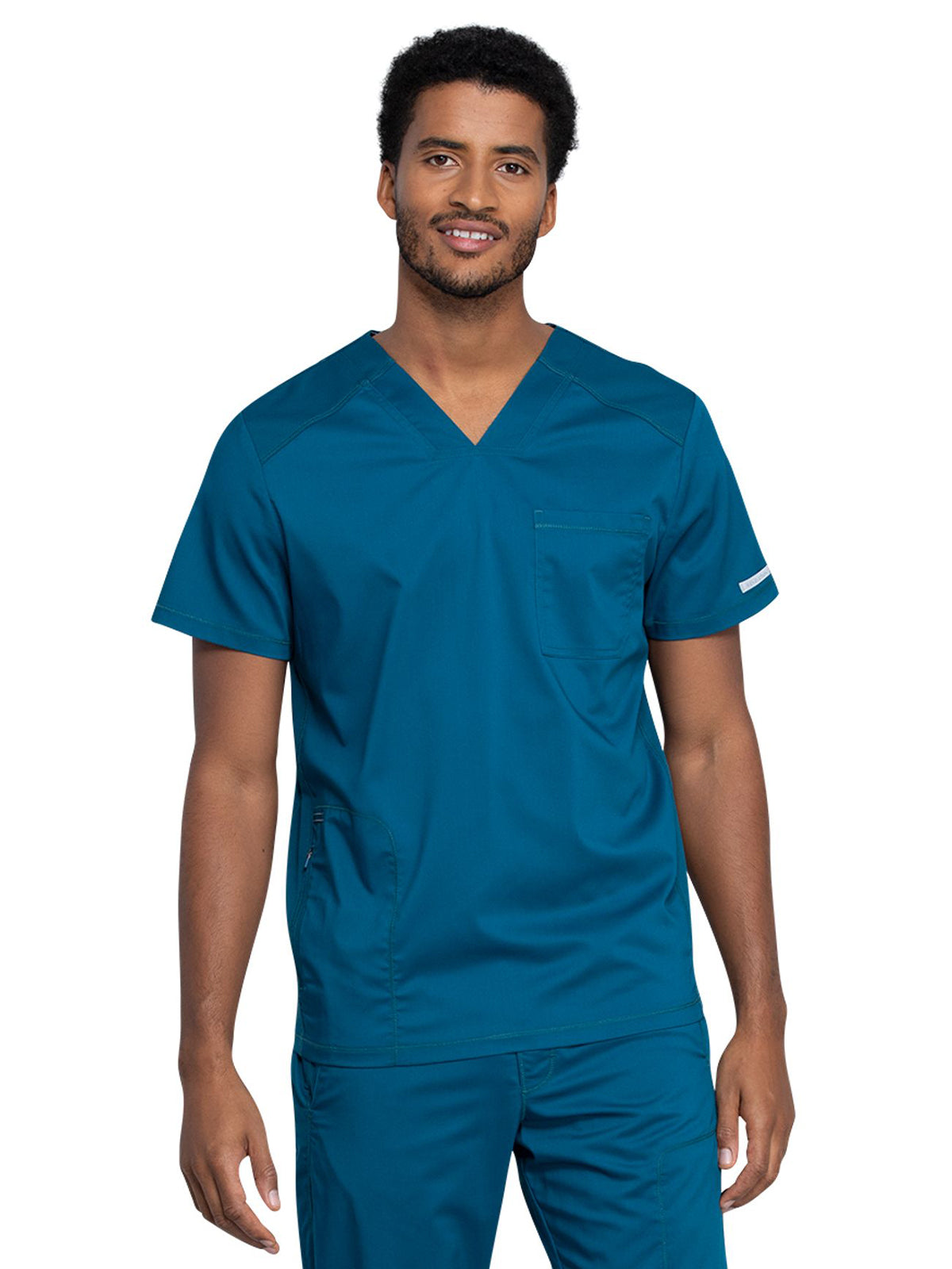 Men's 2-Pocket V-Neck Top - WW603 - Caribbean Blue