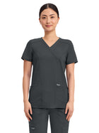 Women's 2-Pocket Mock Wrap Top - WW610 - Black