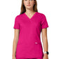 Women's 2-Pocket Mock Wrap Top - WW610 - Electric Pink