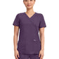 Women's 2-Pocket Mock Wrap Top - WW610 - Eggplant