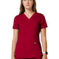 Women's 2-Pocket Mock Wrap Top - WW610 - Red