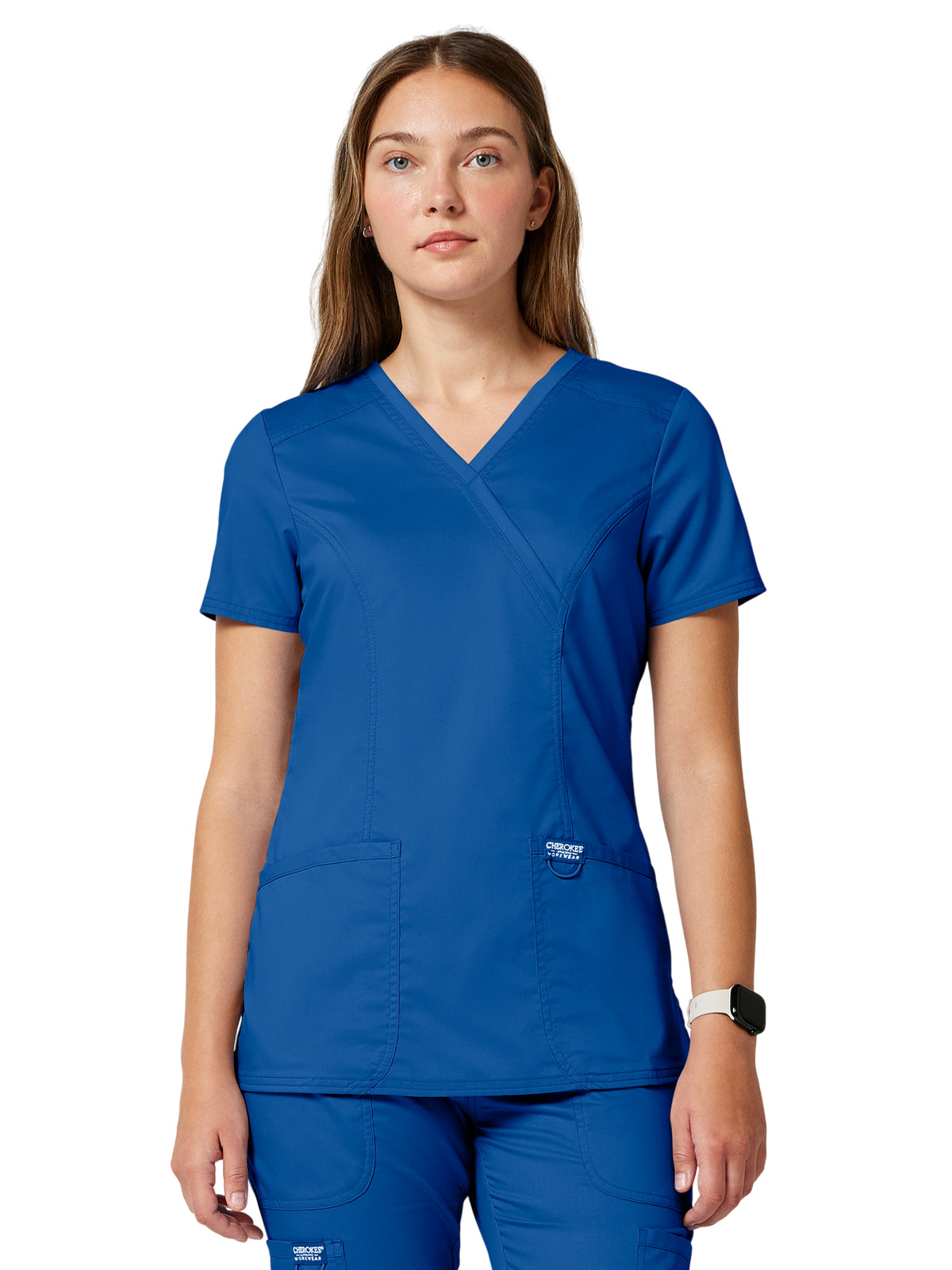 Women's 2-Pocket Mock Wrap Top - WW610 - Royal