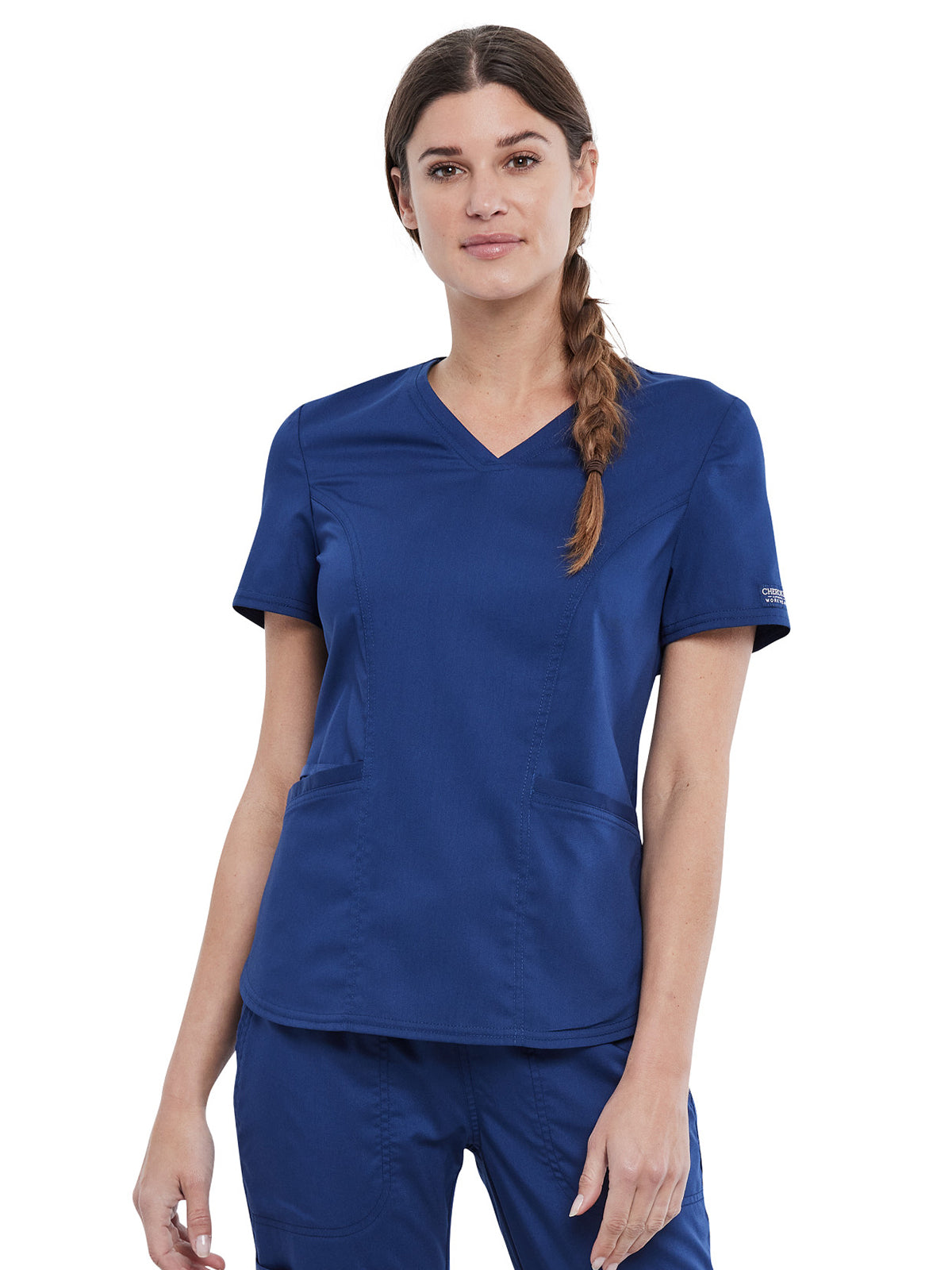 Women's 2-Pocket V-Neck Top - WW612 - Navy