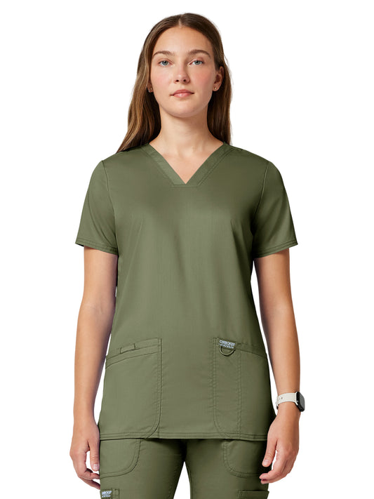 Women's 3-Pocket V-Neck Top - WW620 - Olive