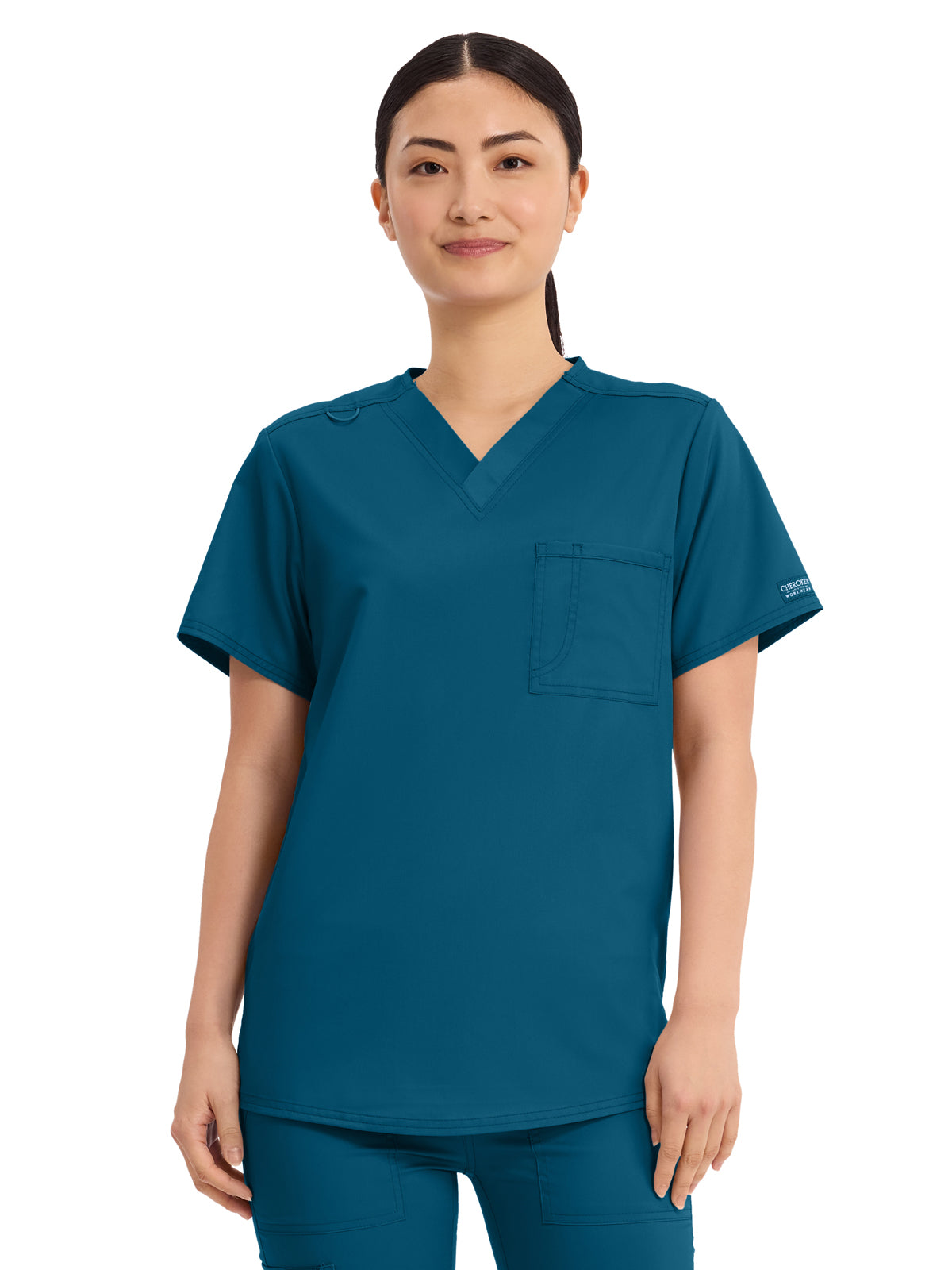 Unisex 1-Pocket Tuckable V-Neck Top - WW625 - Caribbean Blue
