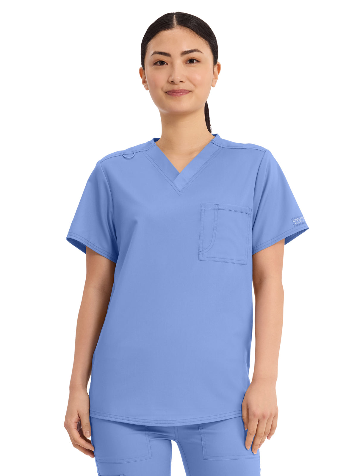 Unisex 1-Pocket Tuckable V-Neck Top - WW625 - Ciel Blue