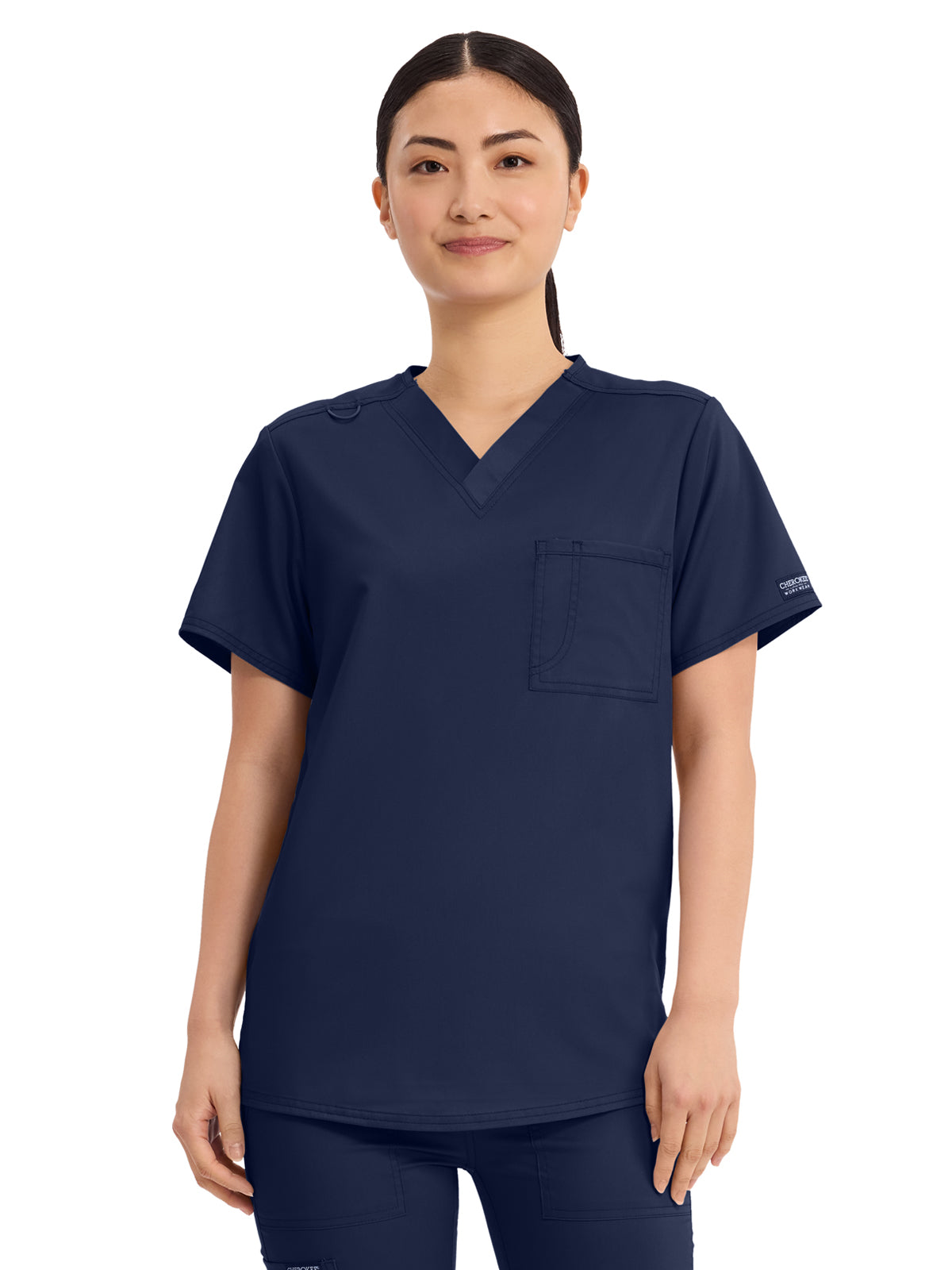 Unisex 1-Pocket Tuckable V-Neck Top - WW625 - Navy