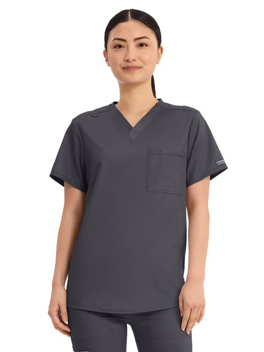 Unisex 1-Pocket Tuckable V-Neck Top - WW625 - Pewter