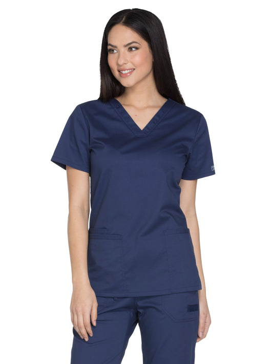 Women's 3-Pocket V-Neck Top - WW630 - Navy