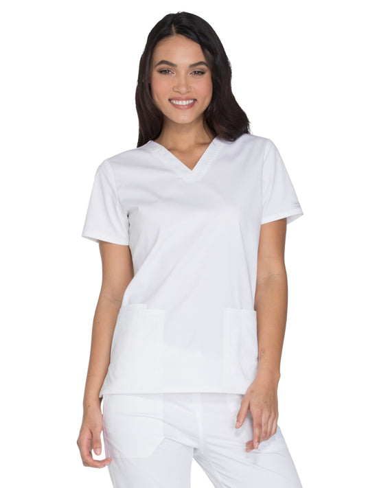 Women's 3-Pocket V-Neck Top - WW630 - White
