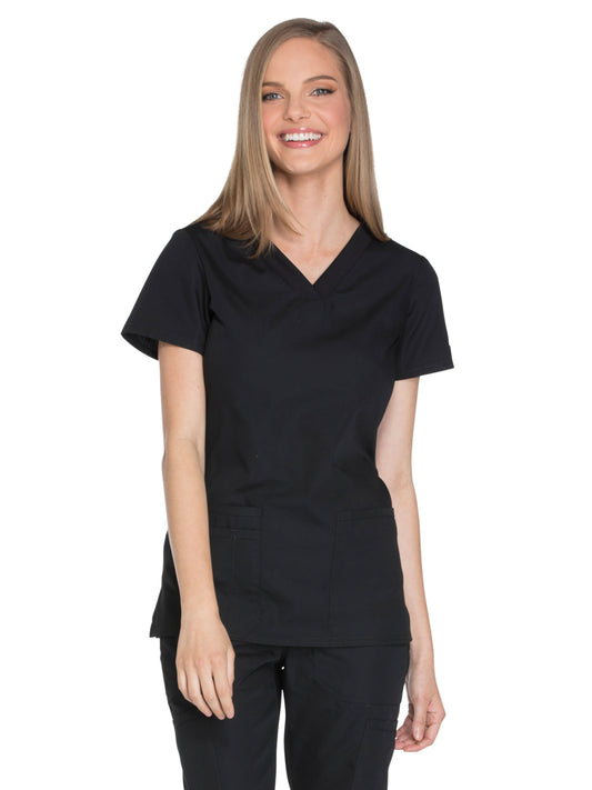 Women's 2-Pocket V-Neck Top - WW645 - Black